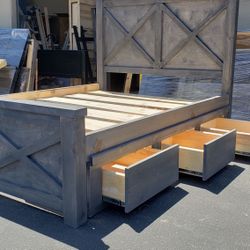 New Queen Size Bed Frame With 3 Drawers On One Side! Made Out Of Solid Wood