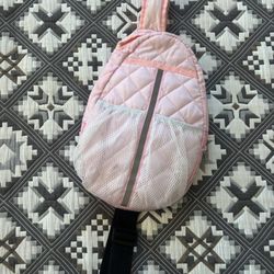 Pink crossbody bag with mesh pockets
