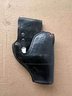Black Leather Handgun Holster w/ Flap, Db 22”