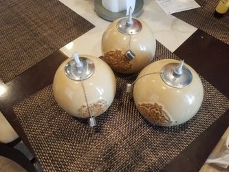 Three Round Ceramic Oil Lamps