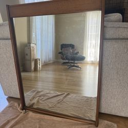 Solid Wood Teak Mid Century Modern MCM mirror 