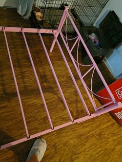 Two Twin Metal Bed Frames – Pink & White/Pink Combo (Great Condition!) kids room