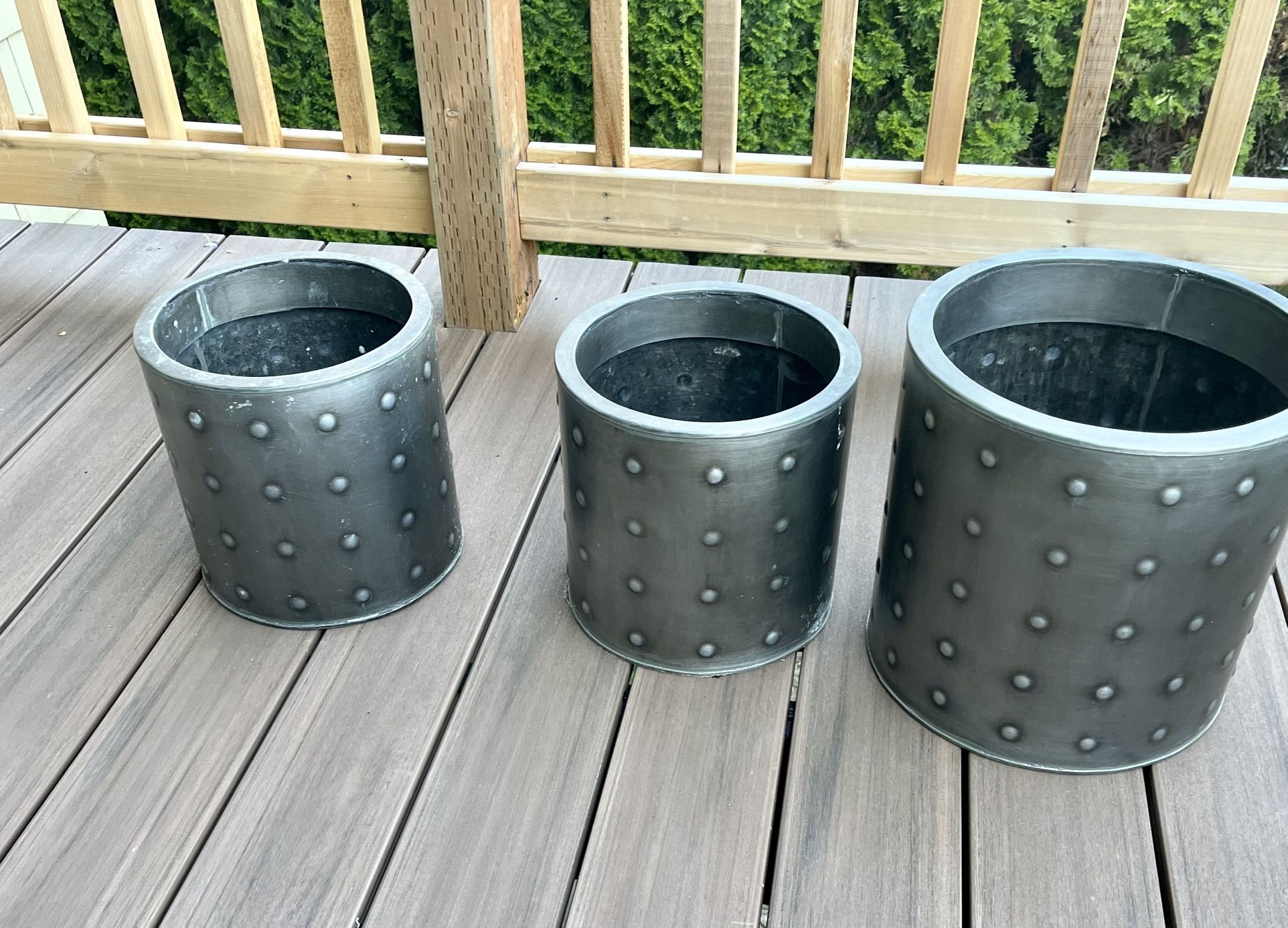 3 Metal Planters