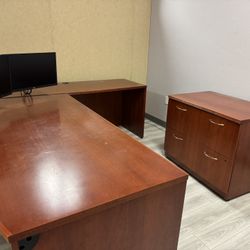Executive Desk And File Cabinet