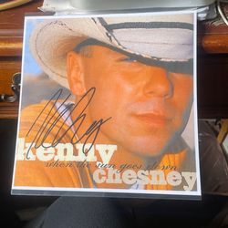 Kenny Chesny Signed Paper With His Pic  Laminated  