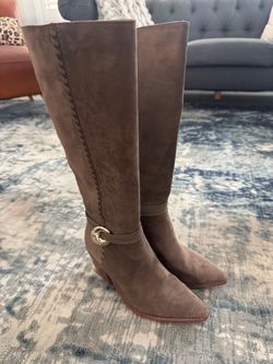 Tall Suede Knee-High Heeled Boots (Size 8.5)