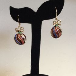 Holiday Ball Earrings (Enamel & Rhinestone)