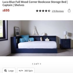 Luca Blue Full Corner Bookcase Be
