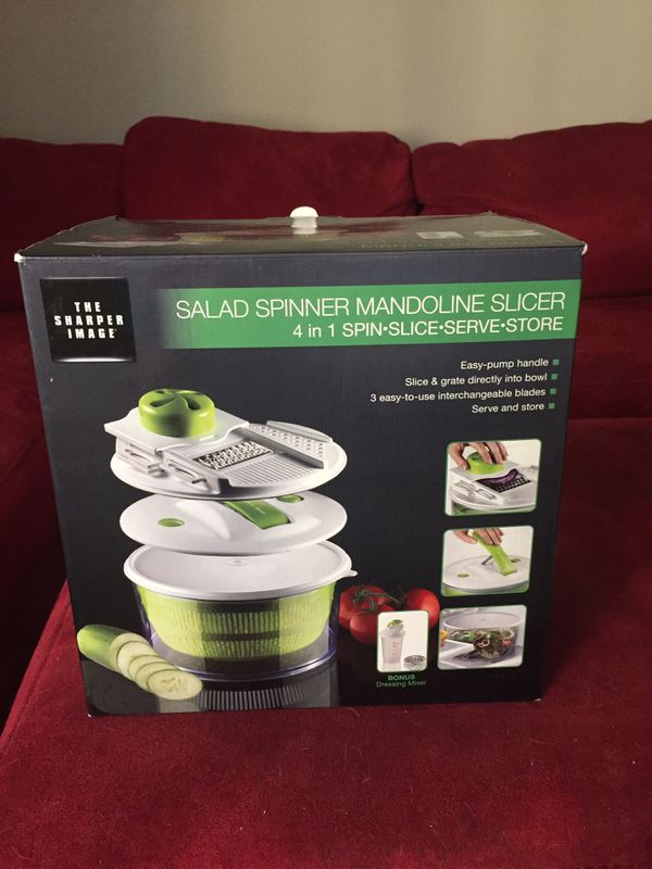 The Sharper Image Salad Spinner Mandoline Slicer 4 in 1 Spin Slice