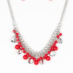 Summer Showdown Red Necklace and Earrings Set