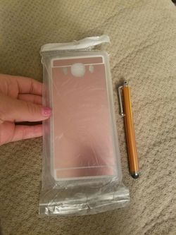 Samsung Galaxy J5 Rose Gold Mirror Phone Case & Stylus