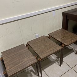 3 Wood Tables  (Stackable)  18 x 14 inch,  And 18 inches high.   $10 Each