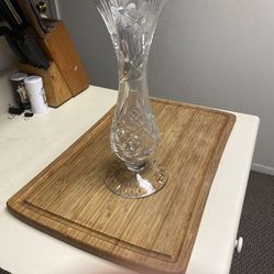 American brilliant -cut crystal footed vase 12”  tall