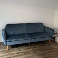 Blue Tufted Sofa Bed