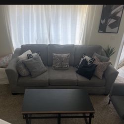 Living Spaces Grey Sectional Couch 