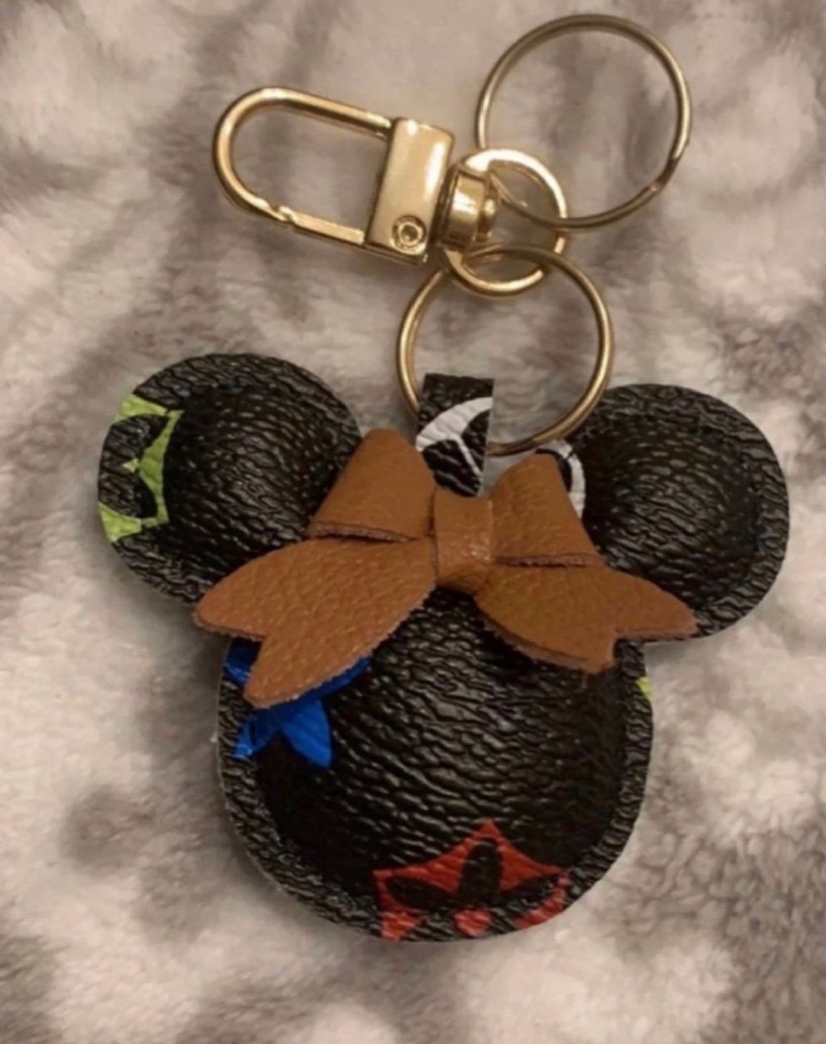 Cute PU Leather mouse Pendant KeyChain, Cartoon Car Keyring