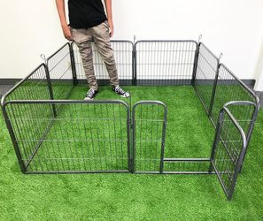 (New) $85 Heavy Duty 24” Tall Dog Pet Playpen Fence Gate, 8-Panels X (24” Tall X 32” Wide)