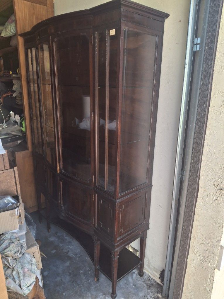 Antique mahogany display cabinet