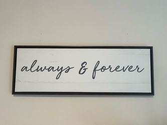 Framed Canvas Wall Sign with Script Text