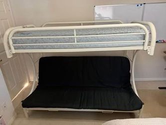Twin Metal Loft Bed with Futon & Mattress