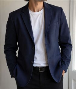 Calvin Klein Two-Button Blazer – Size L – Navy Blue