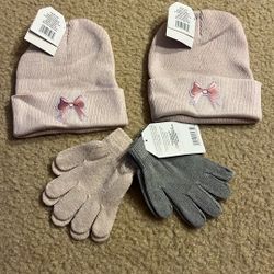 2 Pairs Of Kids Hand Gloves And Beanies 