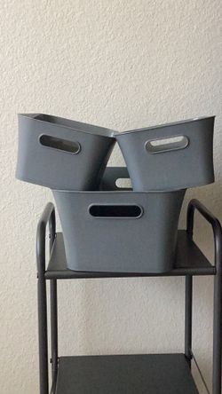 3-piece Gray Storage Container set (1 large, 2 small)