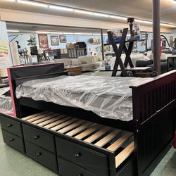 🔥Hot Deal🔥Brand New Twin Captain Bed Frame With Trundle And Drawers 