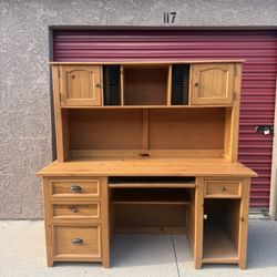 Solid Wood Computer Desk with Hutch