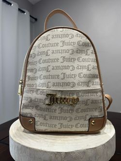 Juicy Couture Rosie Mini Backpack White Sandstone Logo Gold Hardware Y2K VTG