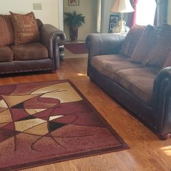 Loveseat & Oversize Chair For Sale (Couch, Ottoman,  Rug All Free With Purchase)