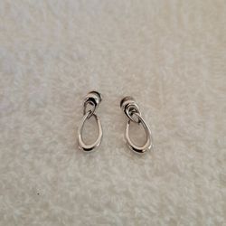 Pierced Earrings - Silver Tone Drop by Monet