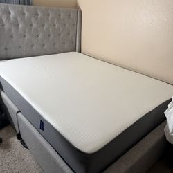Padded Bed Fram And Casper Queen 12in Cooling Mattress (Like New)!