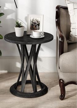 BRAND NEW * Black Wooden Side Table