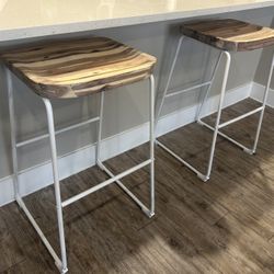 Wood and White Bar Stools