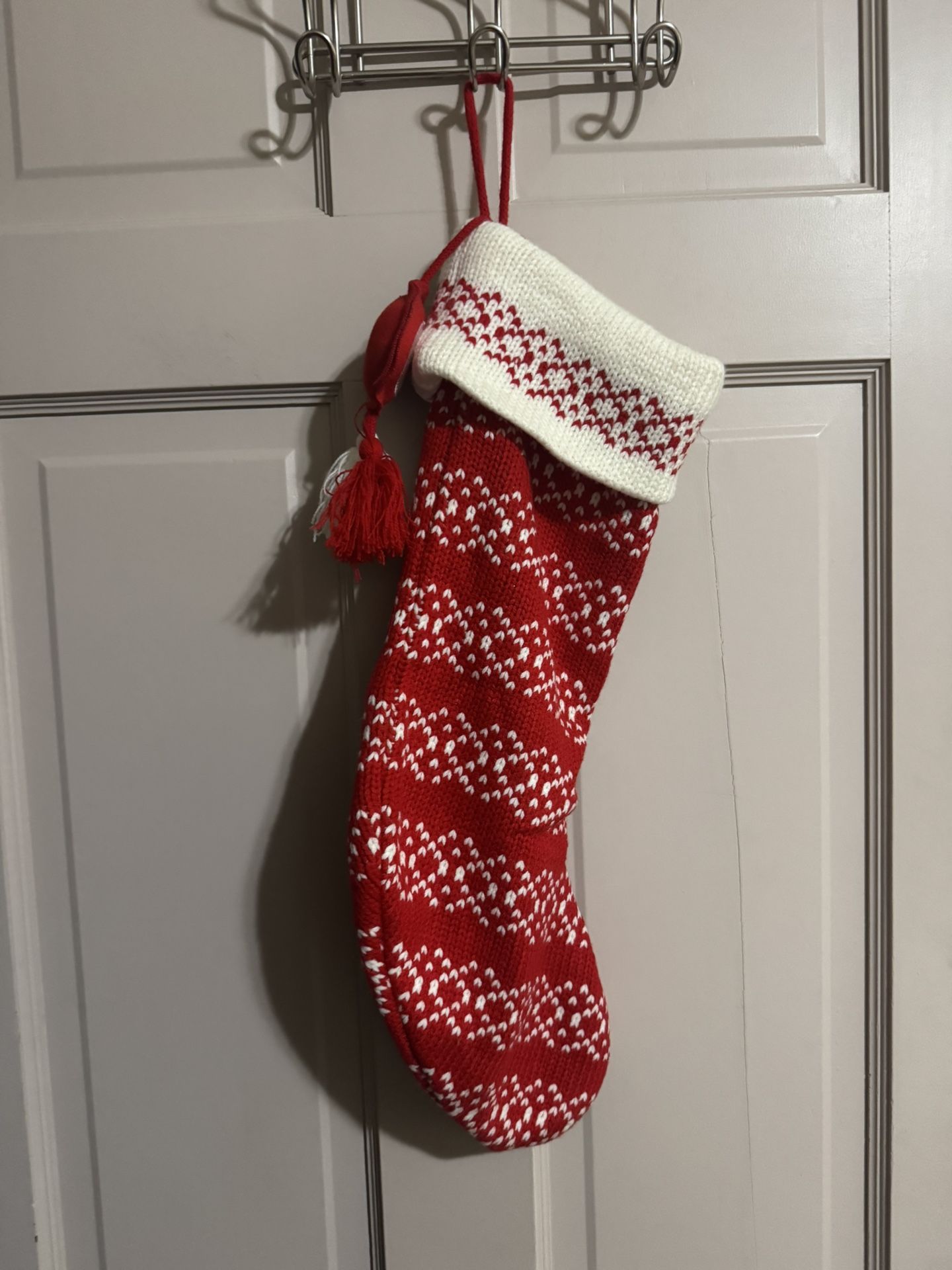 Wondershop Knit Fair Isle Christmas Stockings, Red & White Monogram “O”