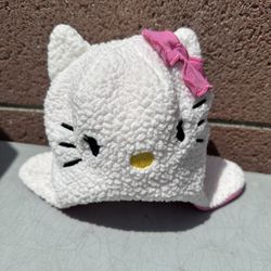Sanrio Hello Kitty Beanie Hat Toddler 2T to 5T Winter Warm Wear Pink Fleece Bow Used