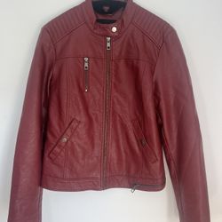 Red Faux-Leather Jacket