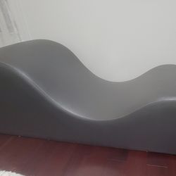 Curved CHAISE Yoga Stretching Exercises Gray Leather 