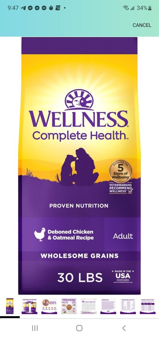 BRAND NEW..Wellness Complete Health Dry Dog Food, Wholesome