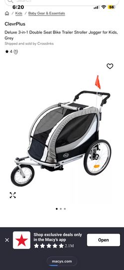 Clevr Plus Deluxe 3-1 Double Seat Bike Stroller