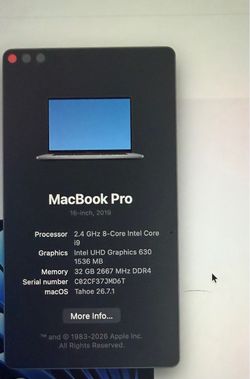 MacBook Pro 16 inch w Touch Bar - Space Grey