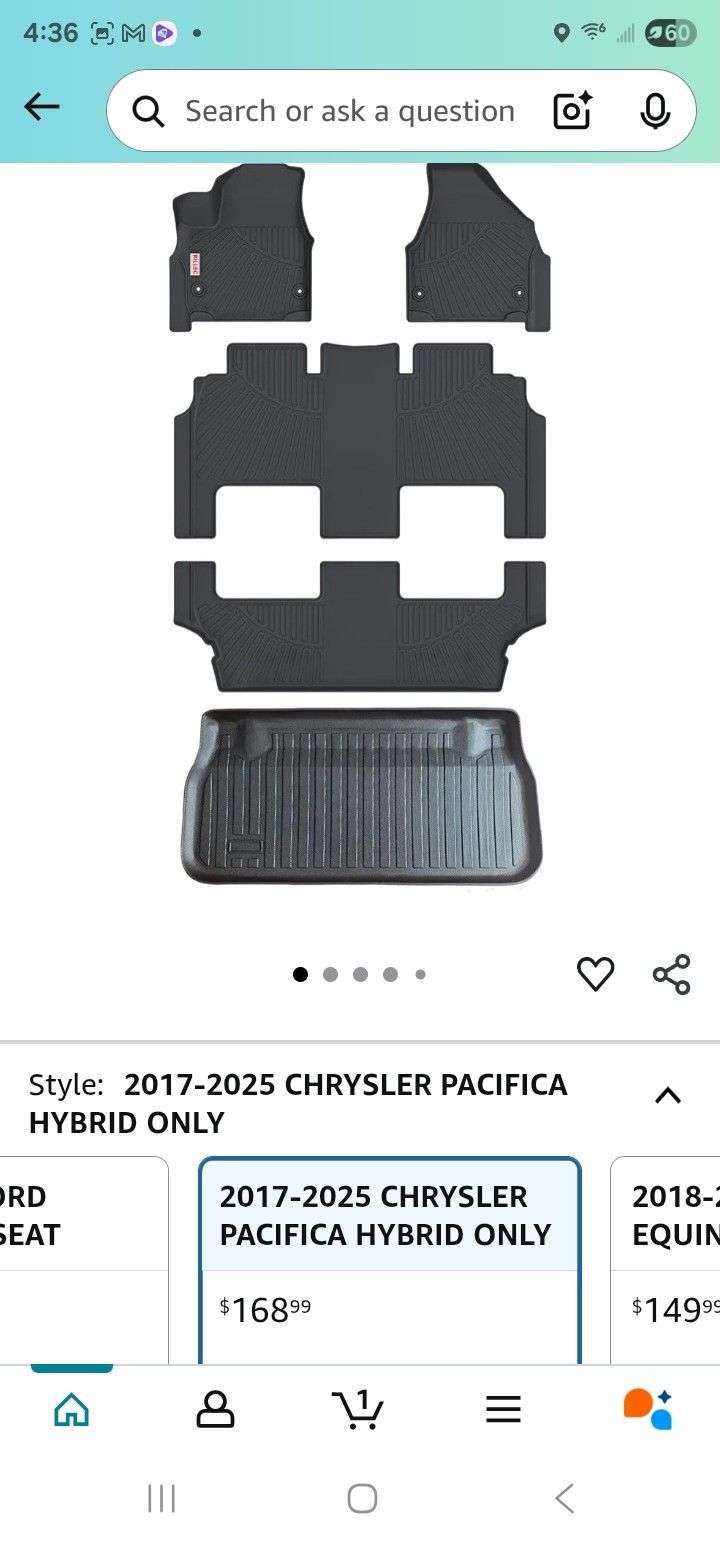 2021 Chrysler Pacifica Hybrid Floor Mats