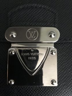 💯% Authentic. Louis Vuitton Black Taiga Leather Clutch Bag.