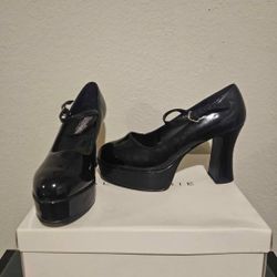 Chunky Heel Patent Leather Mary Janes