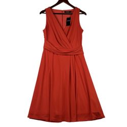 NWT Ralph Lauren Women's Orange V-Neck Sleeveless A-Line Jersey Dress Size 6 