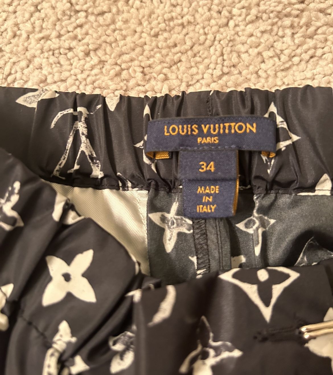 Shop Louis Vuitton MONOGRAM Stencil-effect monogram jogging pants