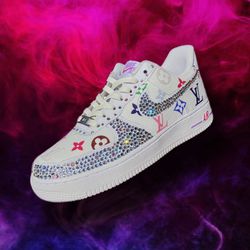 Custom Louis Vuitton LV Leather Pink Nike Air Force 1