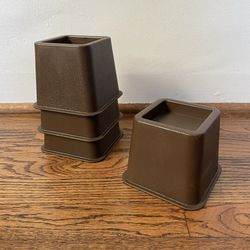 Risers furniture bed cabinet spacers brown heavy duty sturdy set of 4 set of four large 