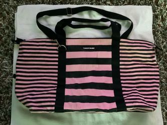 Victoria’s Secret Pink & Black Striped Duffle / Weekender Bag